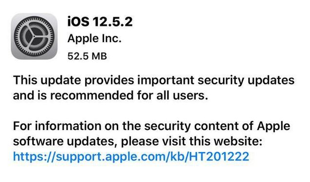 天津苹果手机维修分享iOS12.5.2发布，建议所有老苹果用户安装 